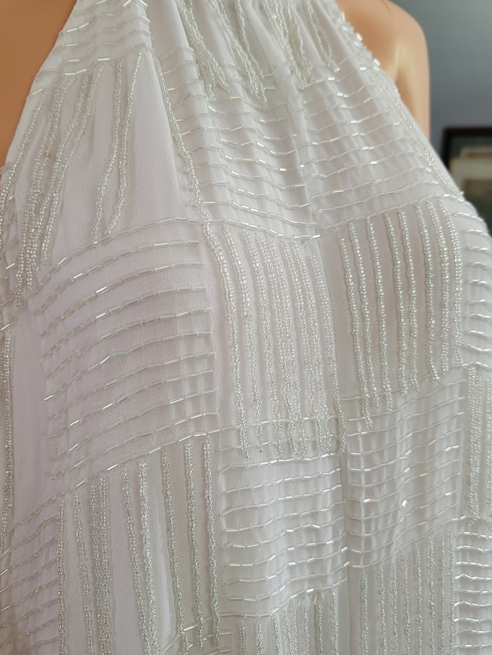 ASOS White jumpsuit with white beads